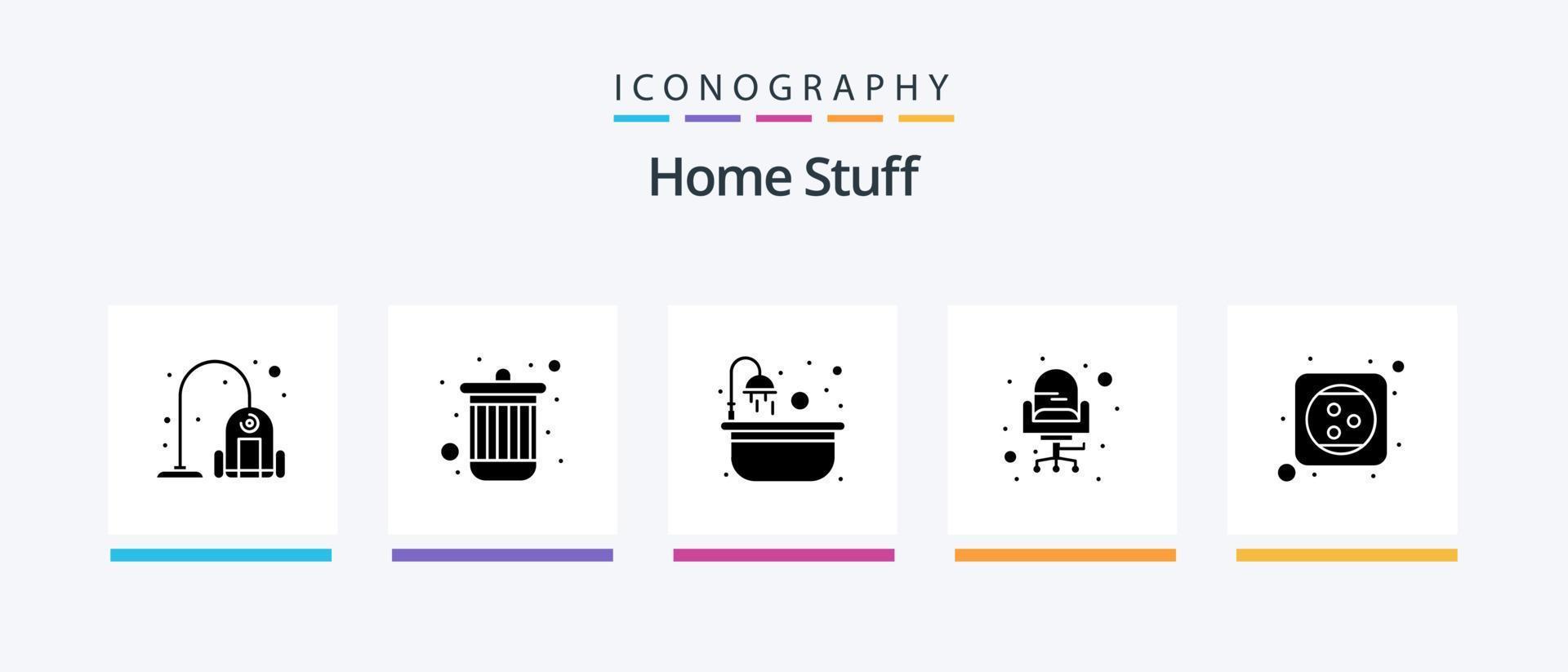 paquete de iconos de glifo 5 de cosas para el hogar que incluye extensión. sesión. baño. asiento. silla. diseño de iconos creativos vector