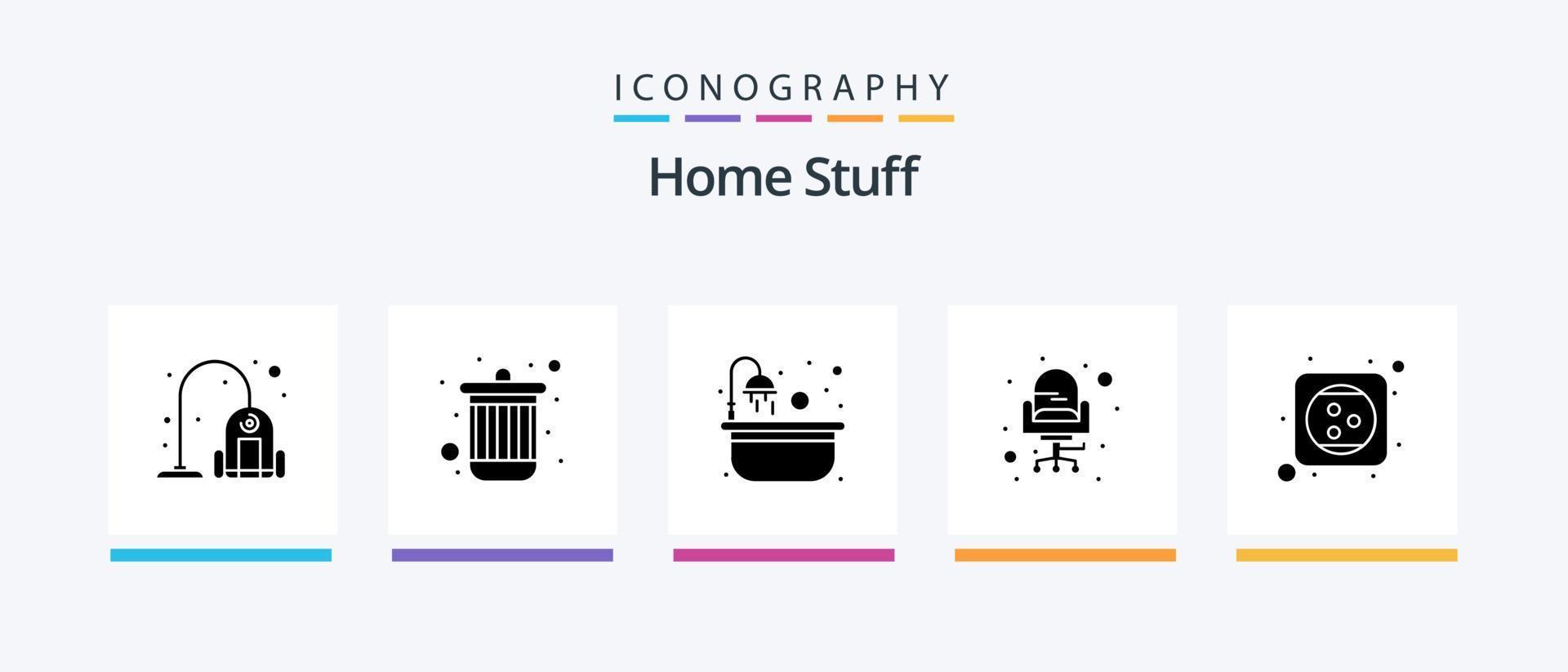 Home Stuff Glyph 5 Icon Pack Including extension. sitting. bath. seat. chair. Creative Icons Design vector