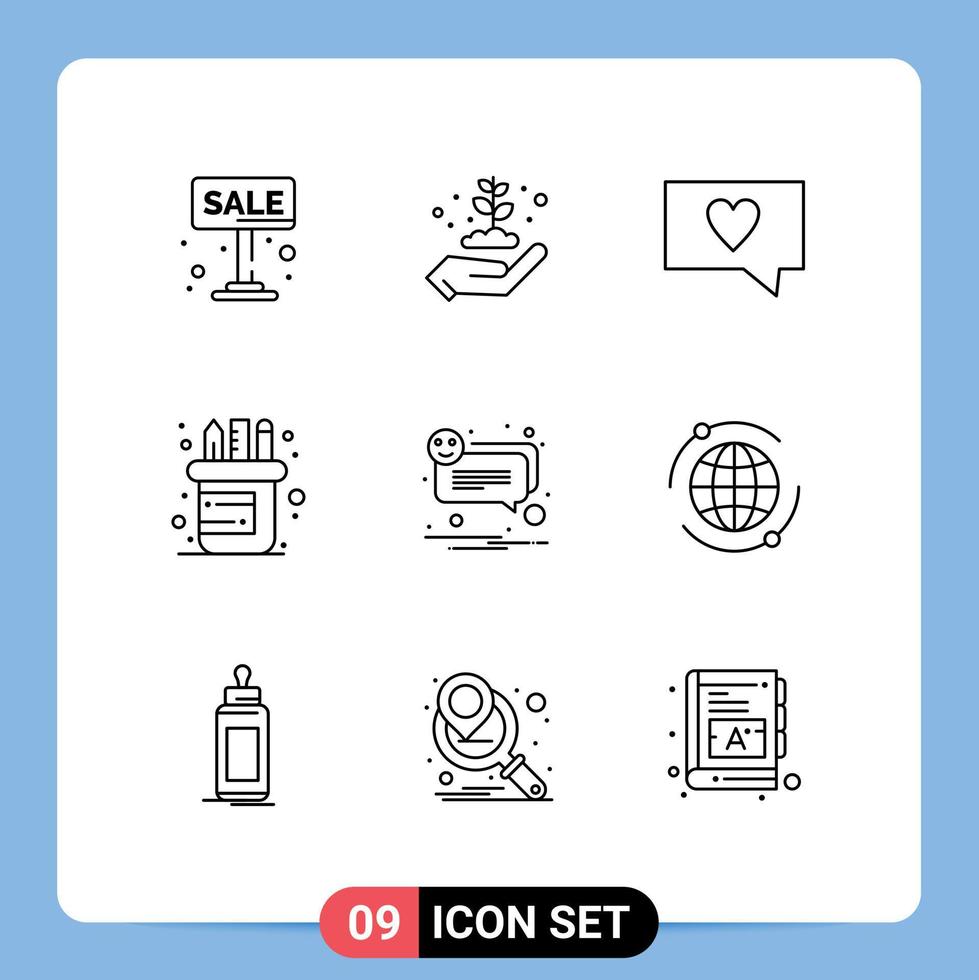 Mobile Interface Outline Set of 9 Pictograms of notification alert gardening supplies office Editable Vector Design Elements