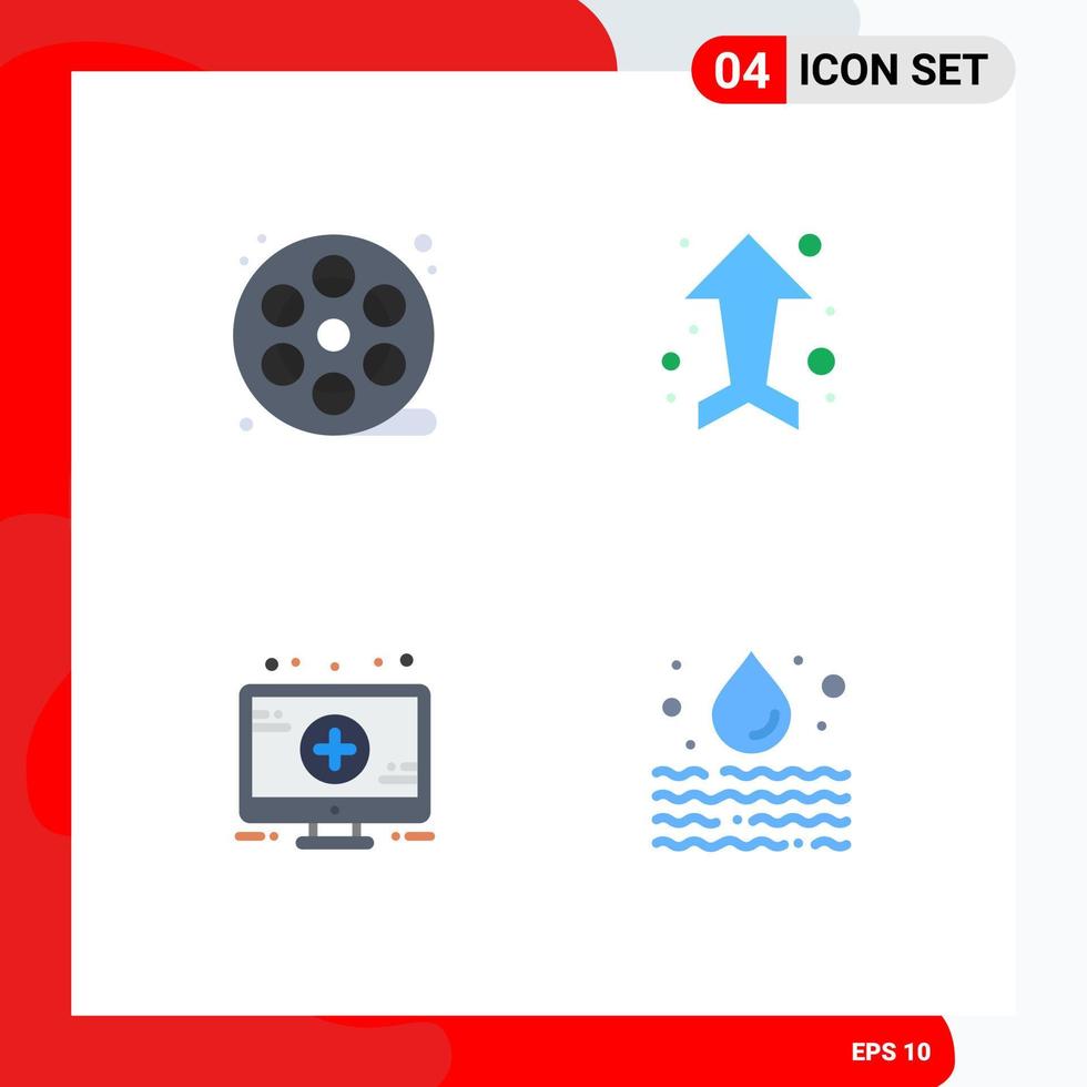 Universal Icon Symbols Group of 4 Modern Flat Icons of real monitor paint up water Editable Vector Design Elements