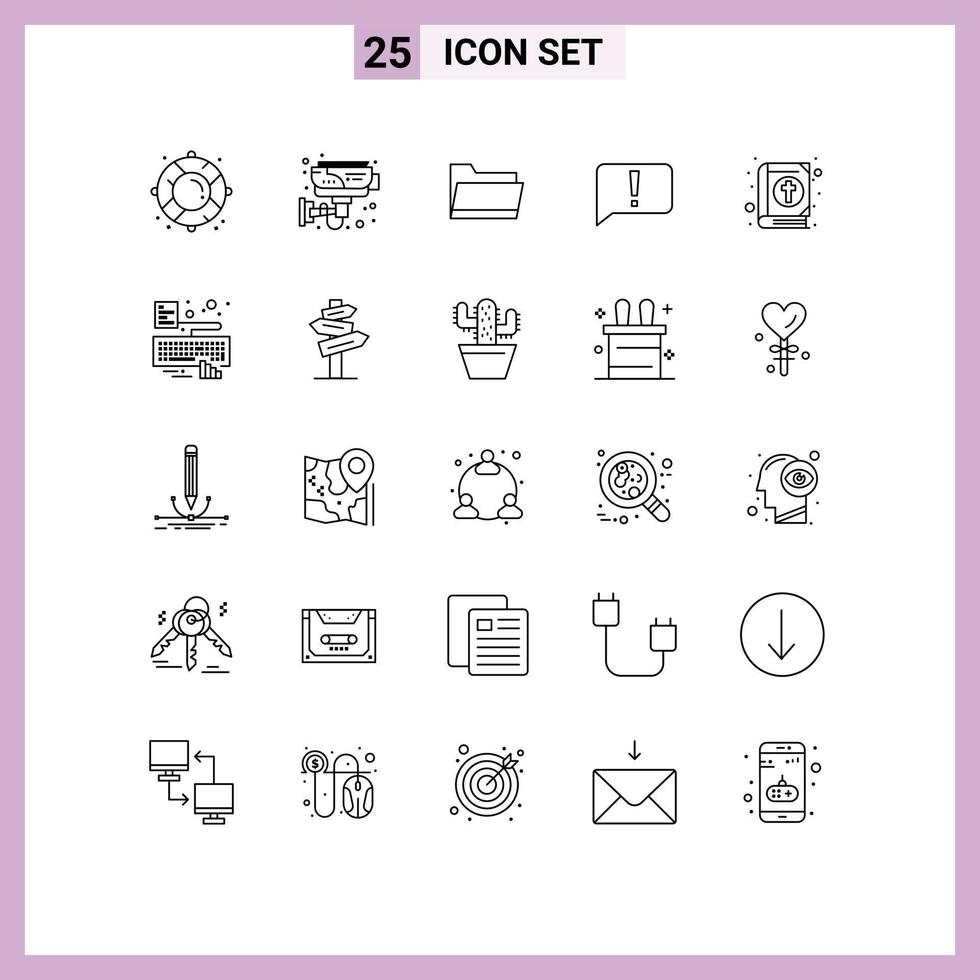 25 Creative Icons Modern Signs and Symbols of book basic technology error storage Editable Vector Design Elements