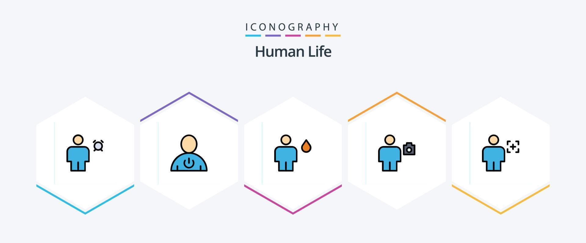 Human 25 FilledLine icon pack including camera. avatar. human. human. camp vector