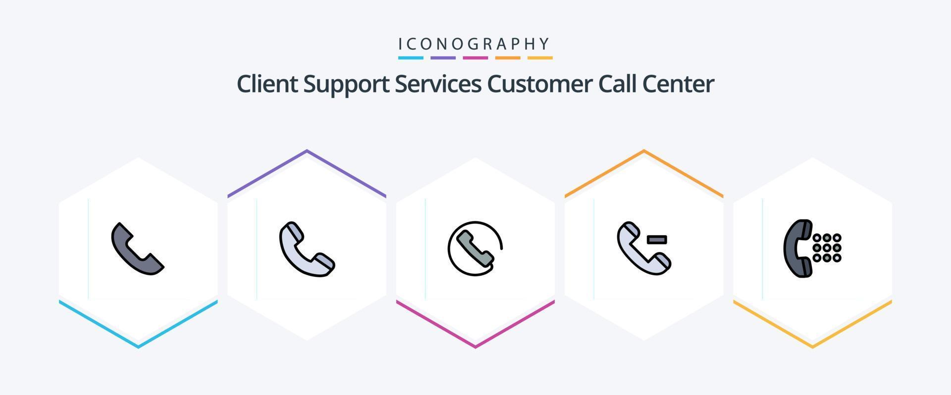 Call 25 FilledLine icon pack including . dial. call. call. delete vector