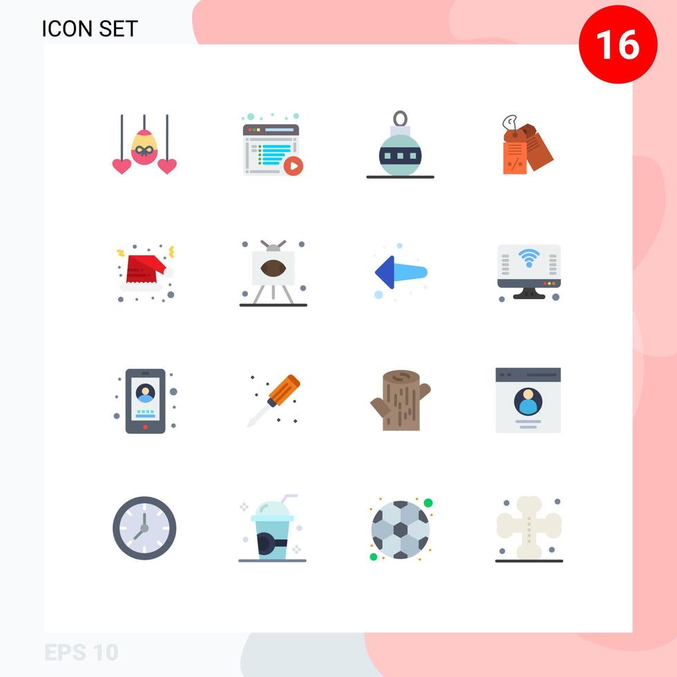 16 Universal Flat Colors Set for Web and Mobile Applications hat sale christmas discount label Editable Pack of Creative Vector Design Elements