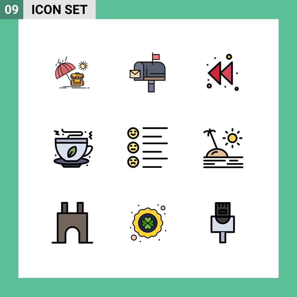 Pictogram Set of 9 Simple Filledline Flat Colors of text format arrow food coffee Editable Vector Design Elements