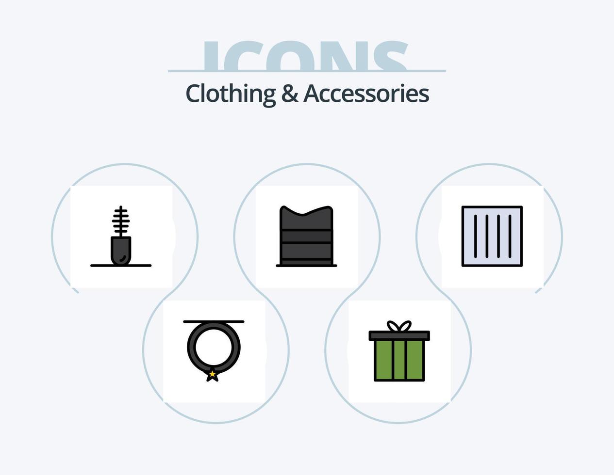 línea de ropa y accesorios llenos de icono paquete 5 diseño de iconos. accesorios de costura costura. billetera. botón de vestir hombre vector