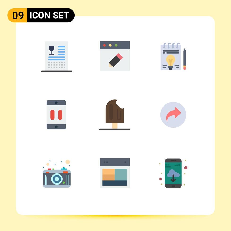 Set of 9 Modern UI Icons Symbols Signs for beach mobile business devices cellphone Editable Vector Design Elements