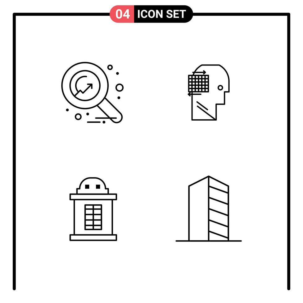 Set of 4 Commercial Filledline Flat Colors pack for economy house banking success buildings Editable Vector Design Elements