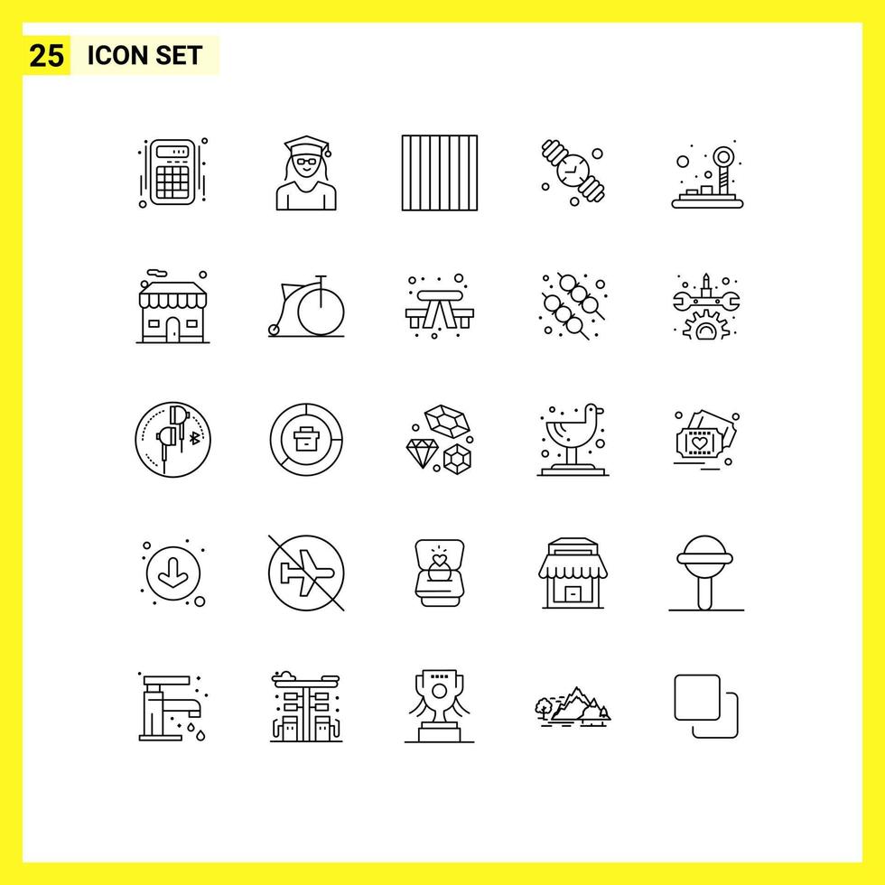 25 Line concept for Websites Mobile and Apps game control food hand watch family time Editable Vector Design Elements