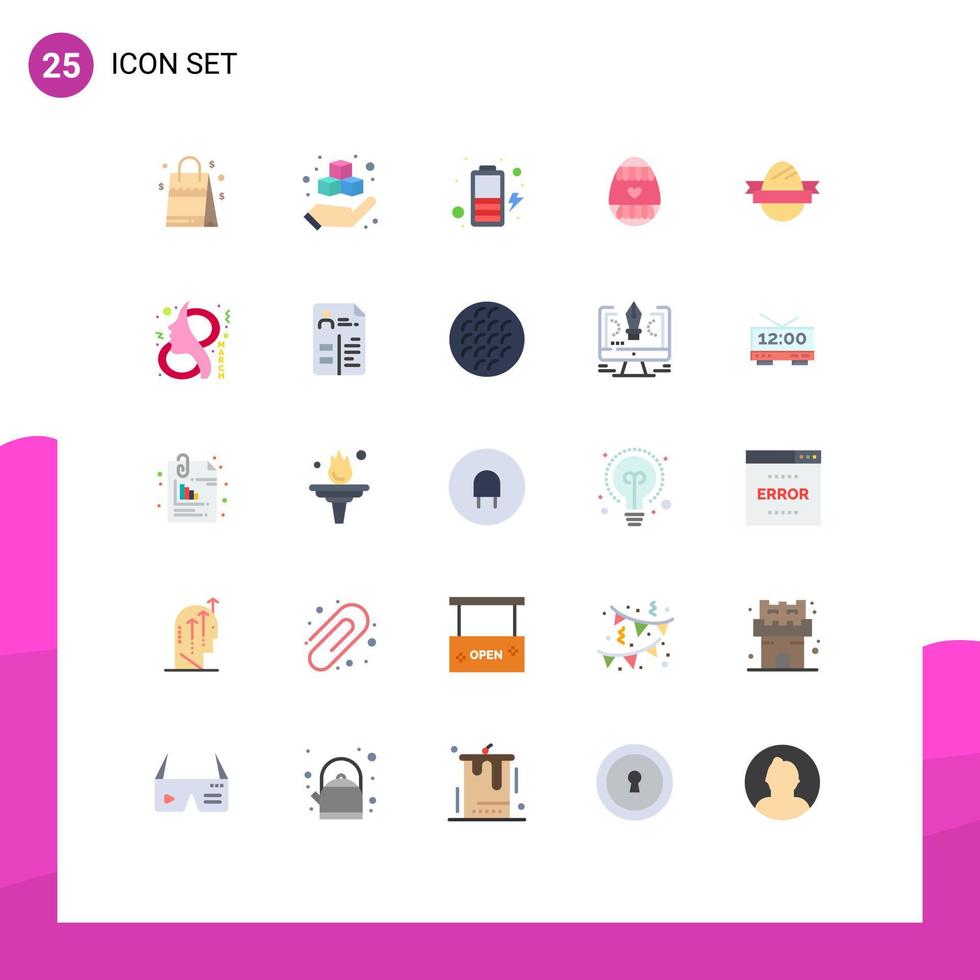25 Creative Icons Modern Signs and Symbols of female ay battery holidays egg Editable Vector Design Elements