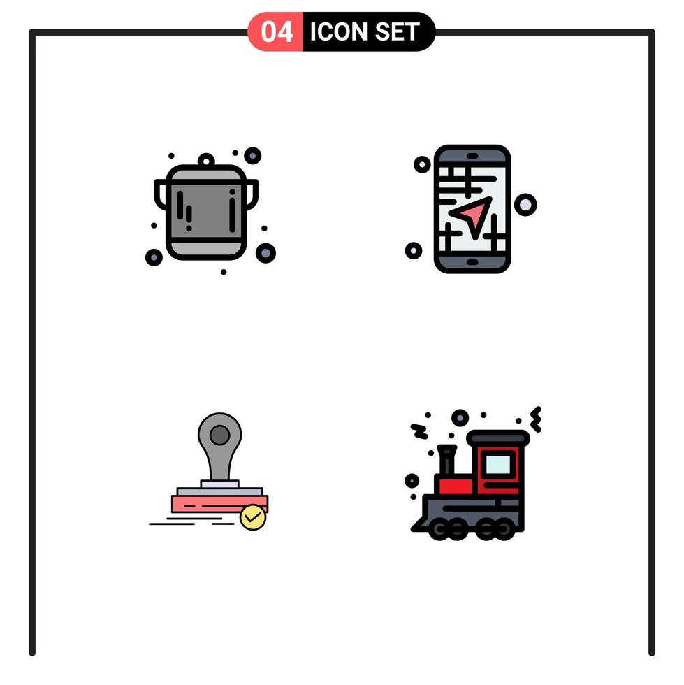 Stock Vector Icon Pack of 4 Line Signs and Symbols for cooking clone mobile direction logo Editable Vector Design Elements