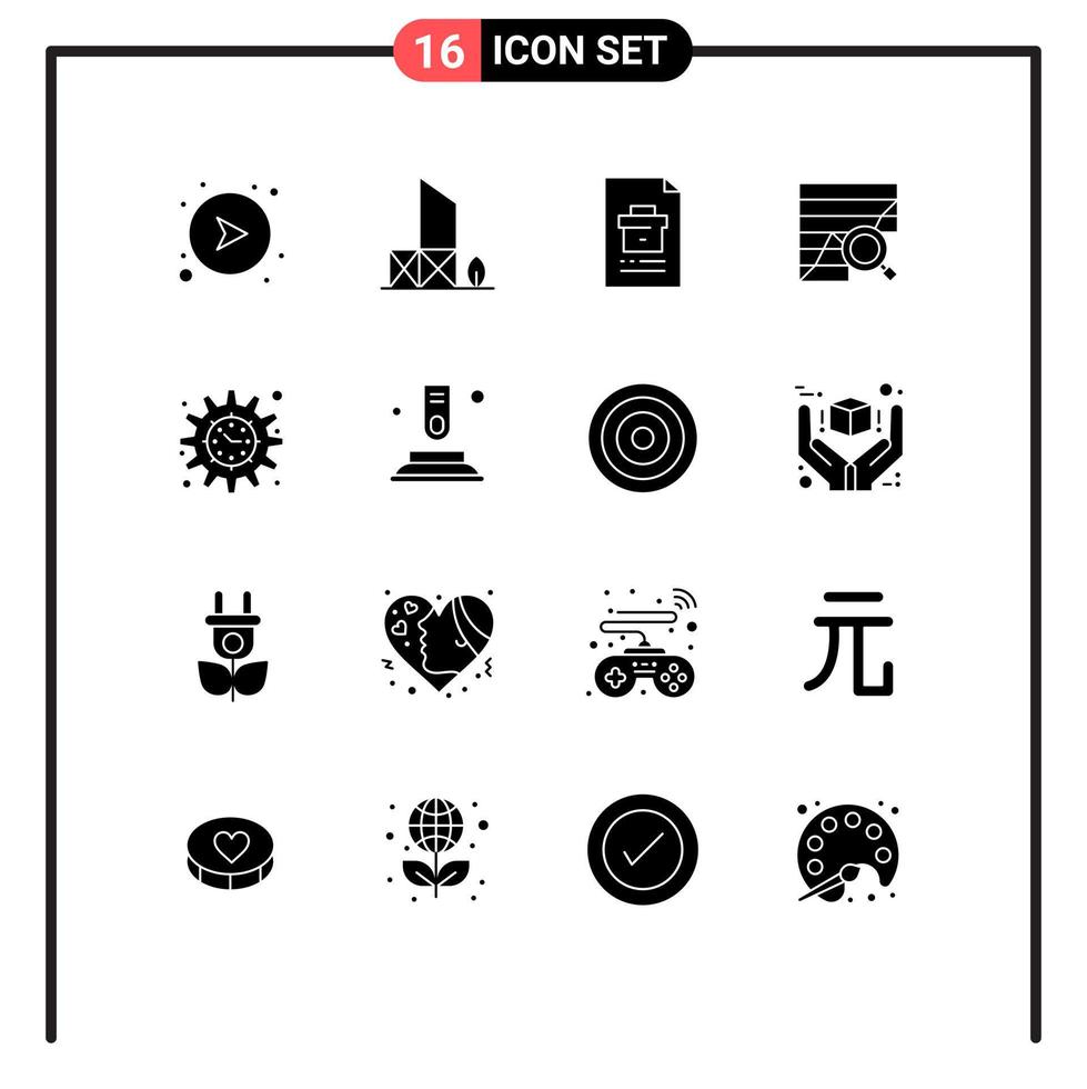 16 Thematic Vector Solid Glyphs and Editable Symbols of chart analytic security analysis file Editable Vector Design Elements