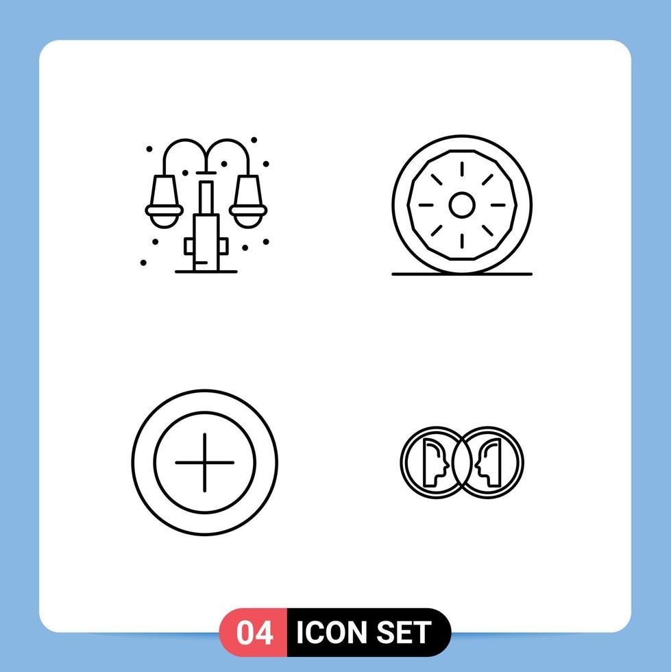4 Thematic Vector Filledline Flat Colors and Editable Symbols of city finance lump pie payments Editable Vector Design Elements