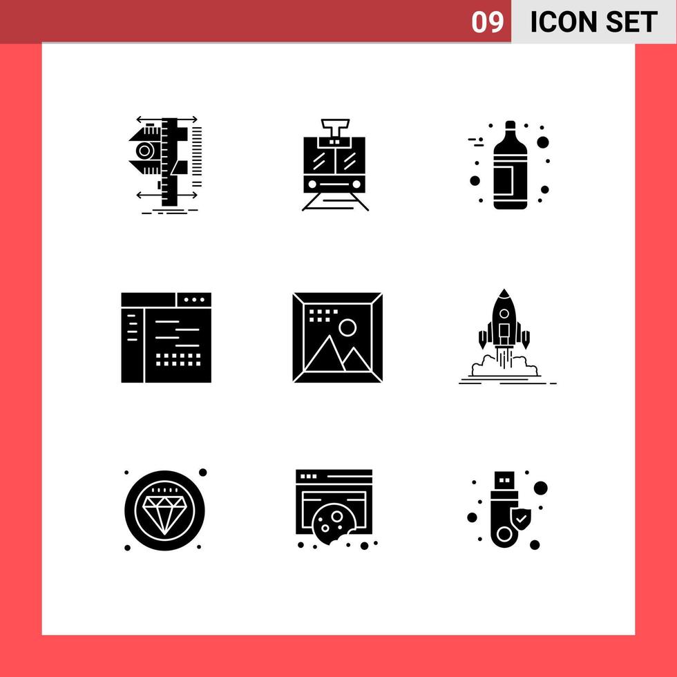 9 iconos creativos signos y símbolos modernos de la página de codificación código de desarrollo de vehículos elementos de diseño vectorial editables vector