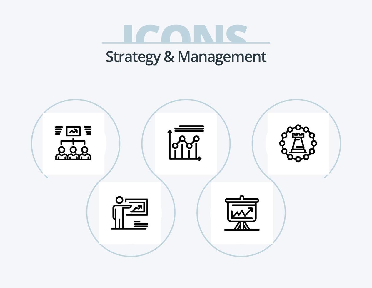 Strategy And Management Line Icon Pack 5 Icon Design. project. team. setting. business. profile vector
