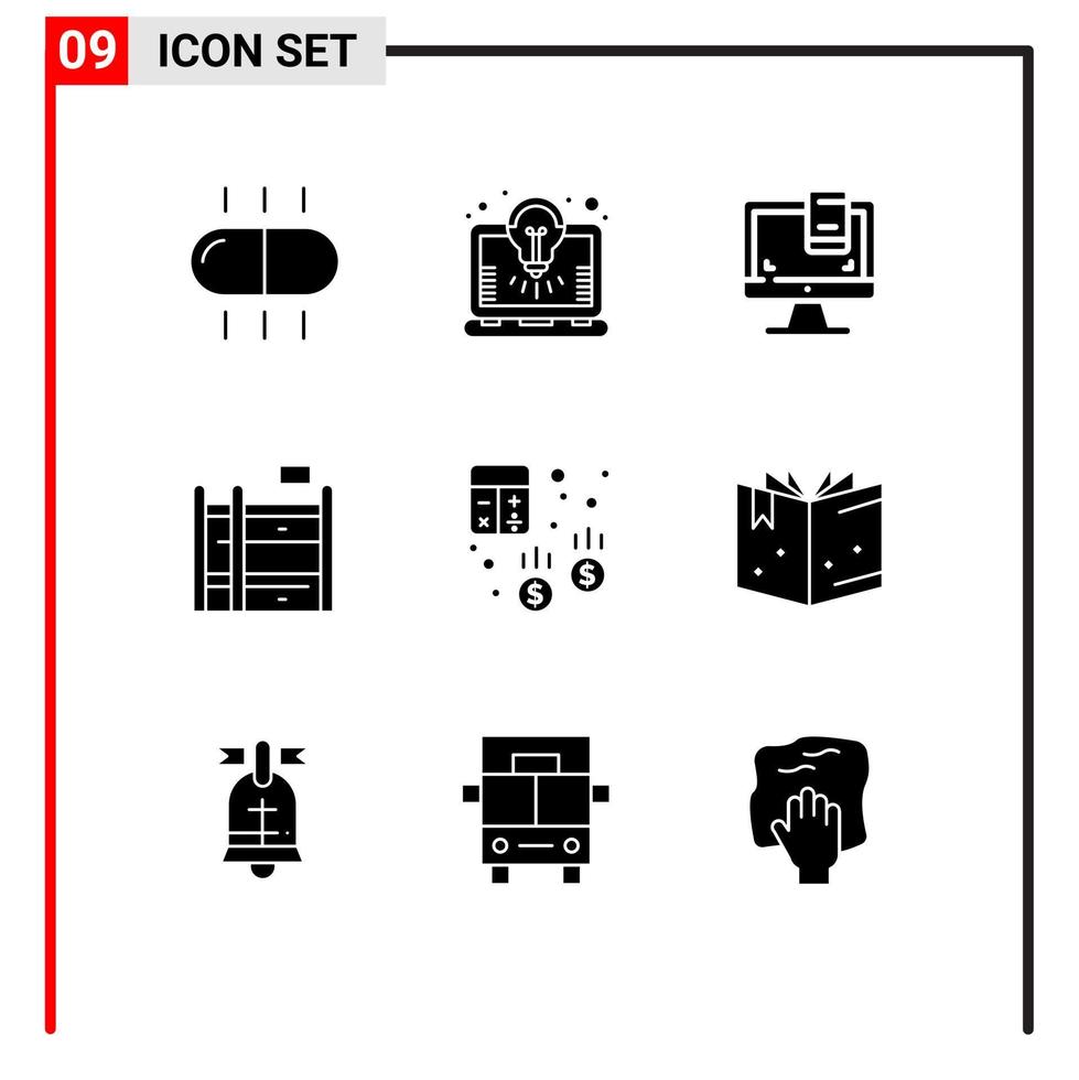 9 Creative Icons Modern Signs and Symbols of calculator audit computer account living Editable Vector Design Elements