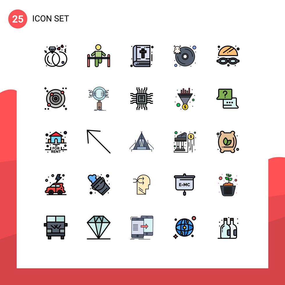 25 Thematic Vector Filled line Flat Colors and Editable Symbols of goggles infected man hard disk thanksgiving Editable Vector Design Elements