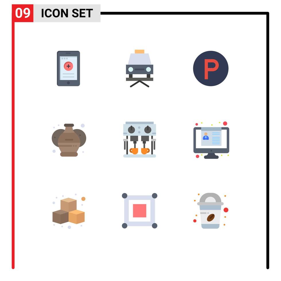 9 iconos creativos signos y símbolos modernos de bebida cocina camping café artes elementos de diseño vectorial editables vector