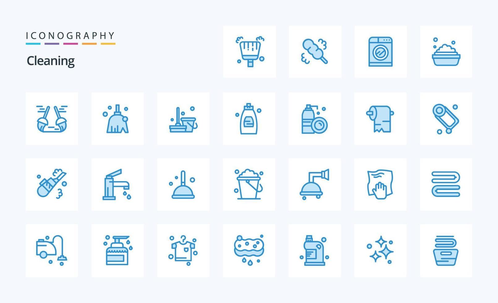 25 Cleaning Blue icon pack vector