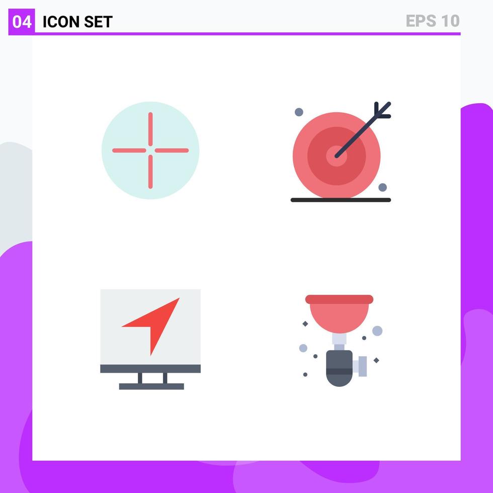 Pack of 4 creative Flat Icons of ancient computer engine search message Editable Vector Design Elements