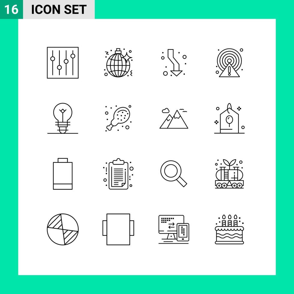 Editable Vector Line Pack of 16 Simple Outlines of electric point arrows circle alert Editable Vector Design Elements