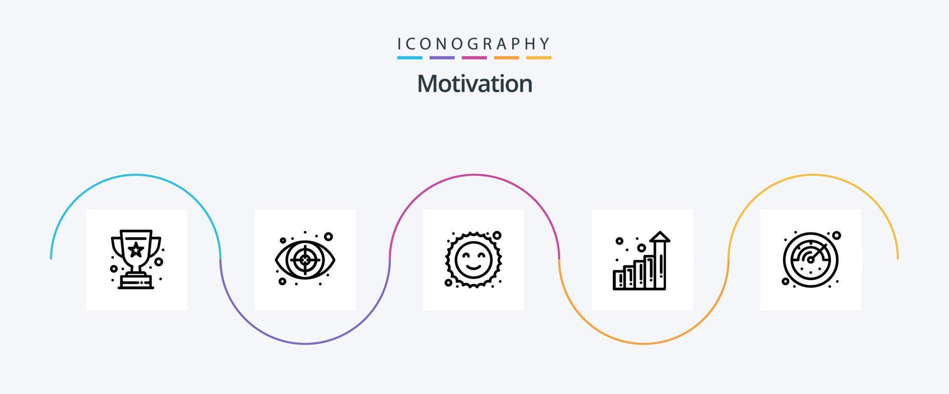 paquete de iconos de la línea de motivación 5 que incluye . cronógrafo. Galleta. fecha límite. crecimiento vector