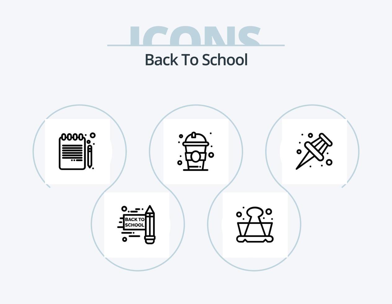 Back To School Line Icon Pack 5 Icon Design. education. drink. education. sharpener. education vector