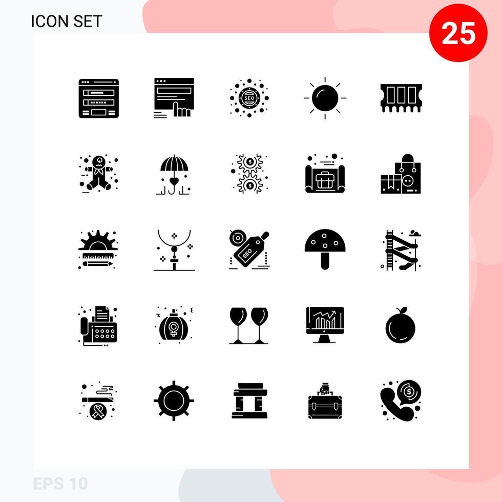 Stock Vector Icon Pack of 25 Line Signs and Symbols for hardware rise web nature seo Editable Vector Design Elements