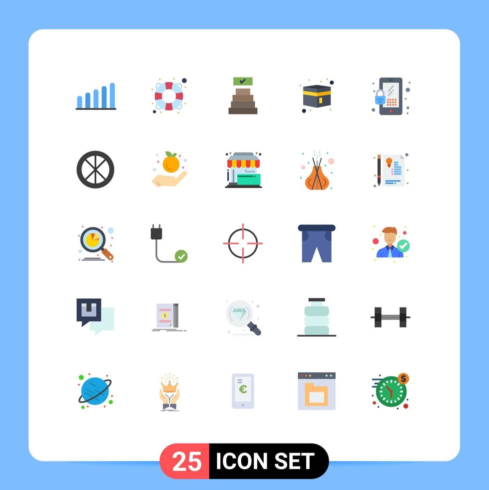 Set of 25 Vector Flat Colors on Grid for household decoration building security lock Editable Vector Design Elements