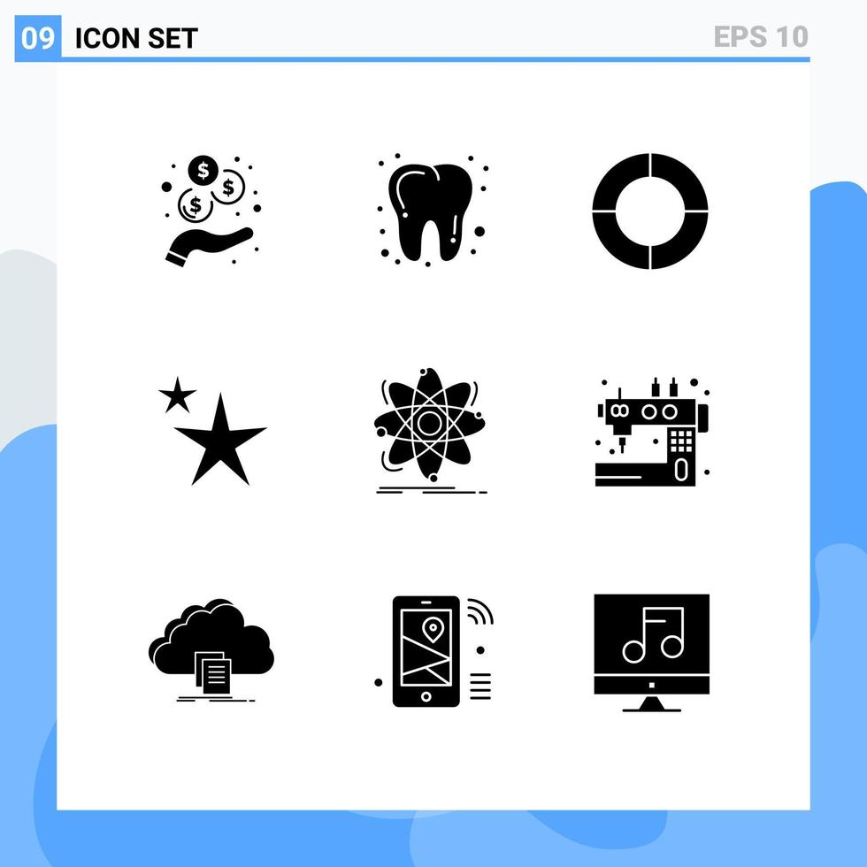 9 iconos creativos signos y símbolos modernos de artesanía física pastel química átomo elementos de diseño vectorial editables vector
