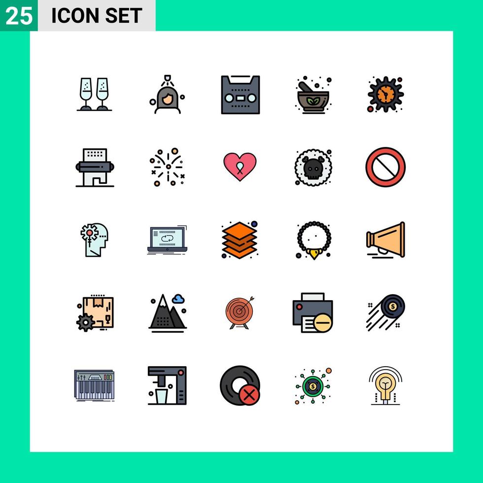 conjunto de 25 iconos de interfaz de usuario modernos símbolos signos para equipo farmacia audio medicina tazón elementos de diseño vectorial editables vector