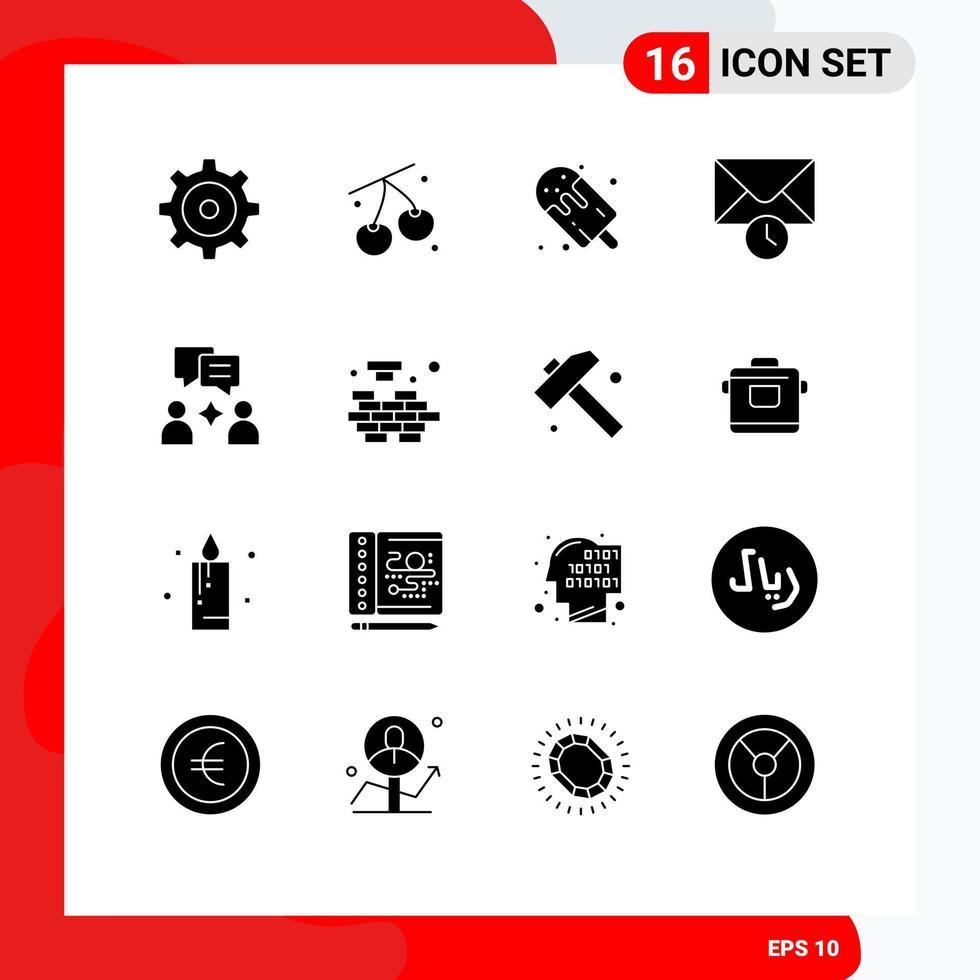 Modern Set of 16 Solid Glyphs and symbols such as logic group food man mail Editable Vector Design Elements