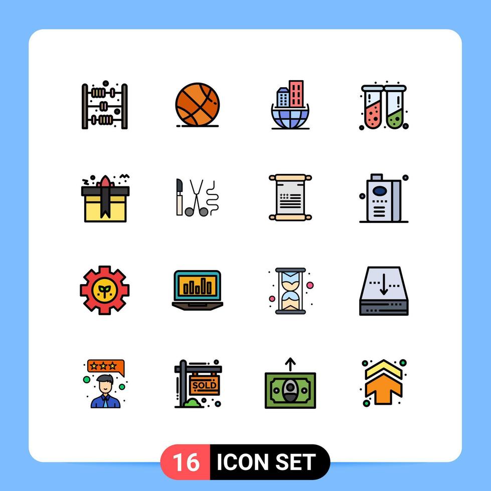 16 User Interface Flat Color Filled Line Pack of modern Signs and Symbols of present box business gift medical Editable Creative Vector Design Elements