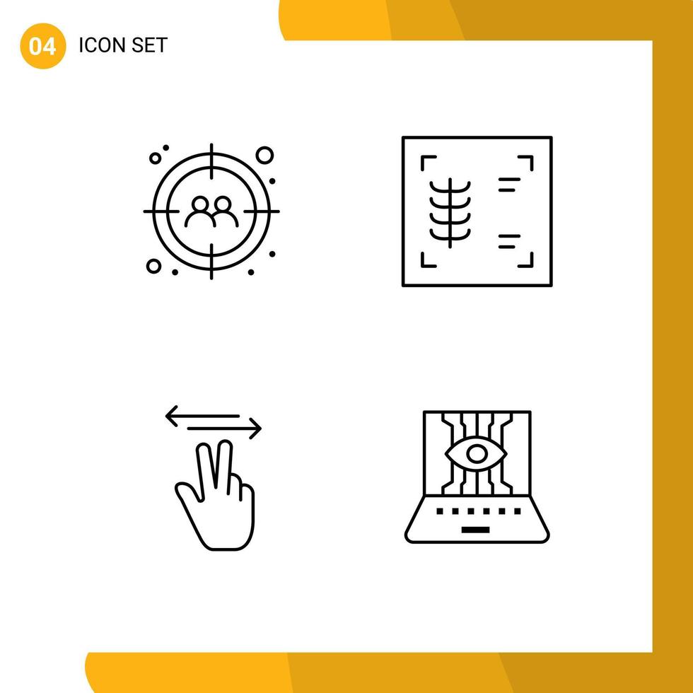 Set of 4 Commercial Filledline Flat Colors pack for man mobile user xray applied science Editable Vector Design Elements