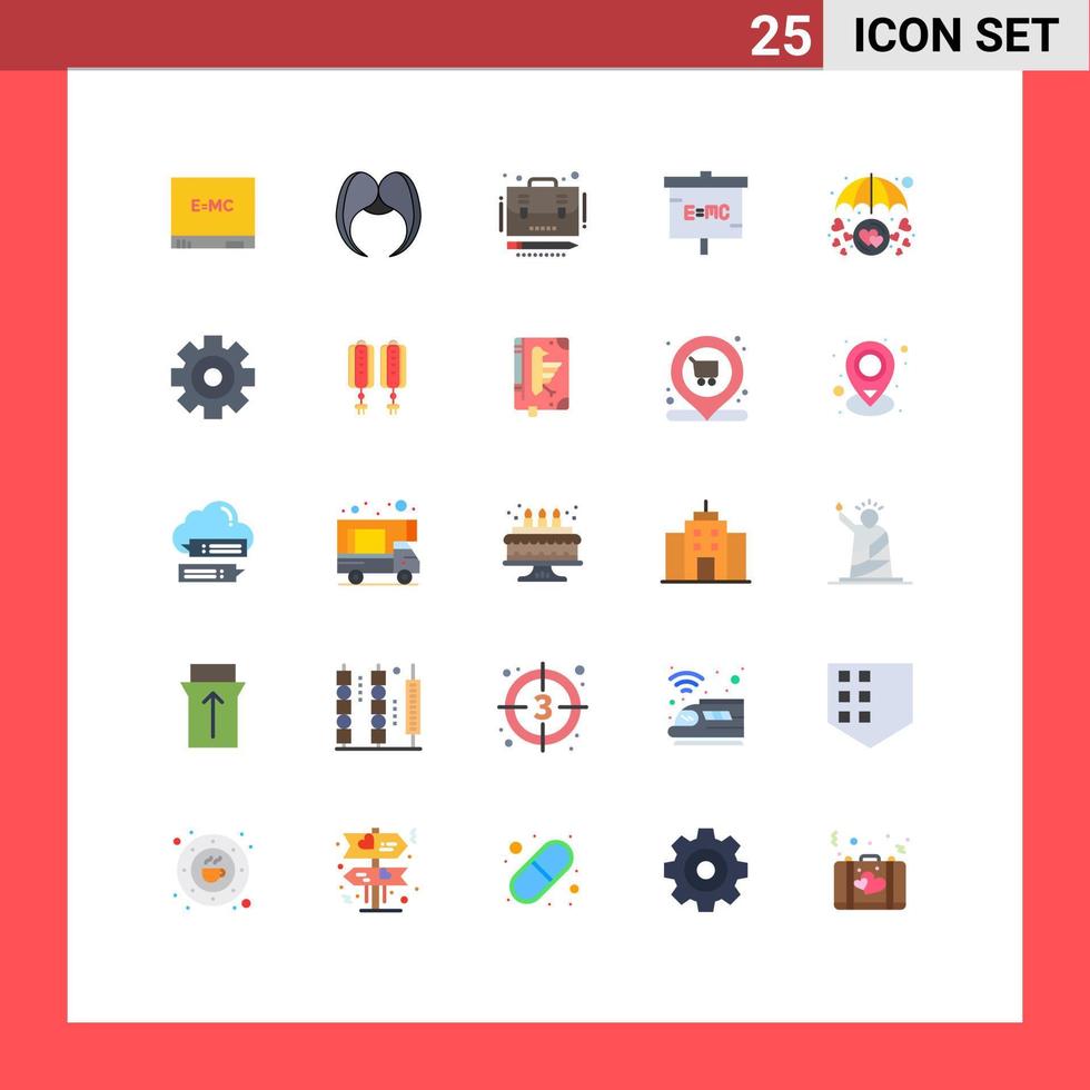 Modern Set of 25 Flat Colors Pictograph of heart laboratory business lab education Editable Vector Design Elements