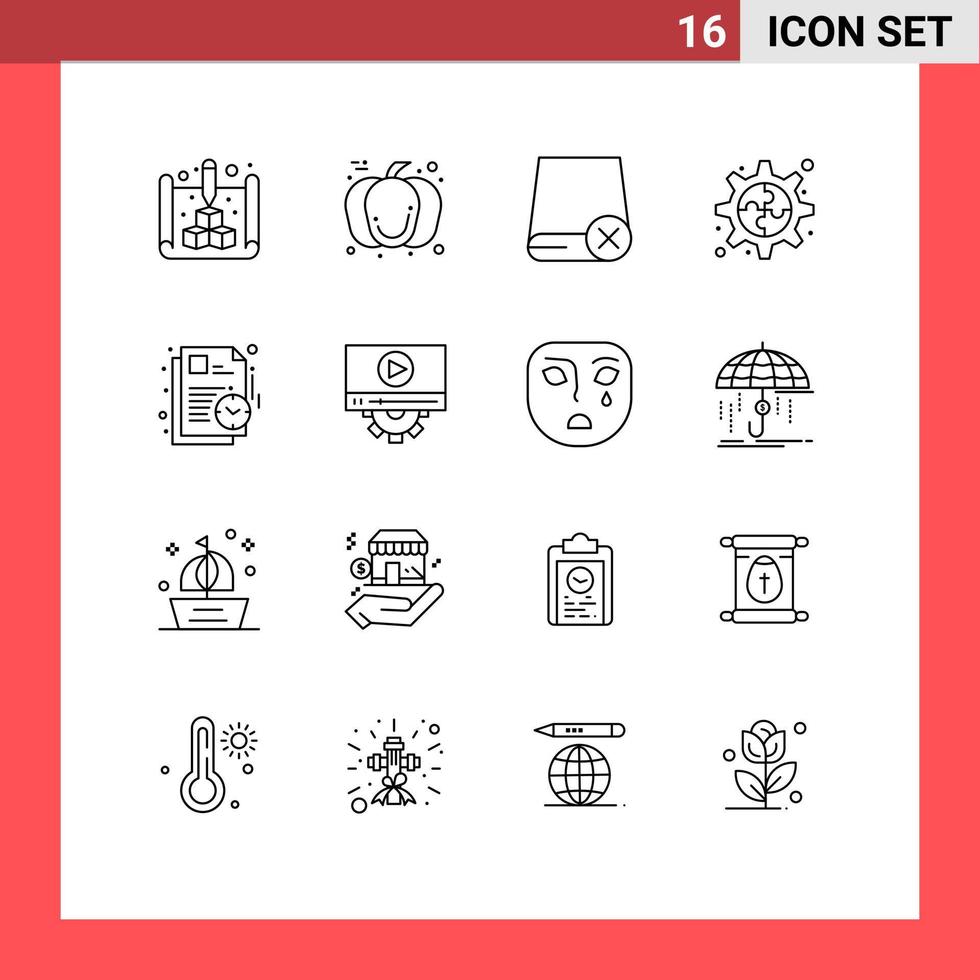 paquete de iconos de vector de stock de 16 signos y símbolos de línea para computadoras de engranajes de programación elementos de diseño de vector editables de hardware de proceso