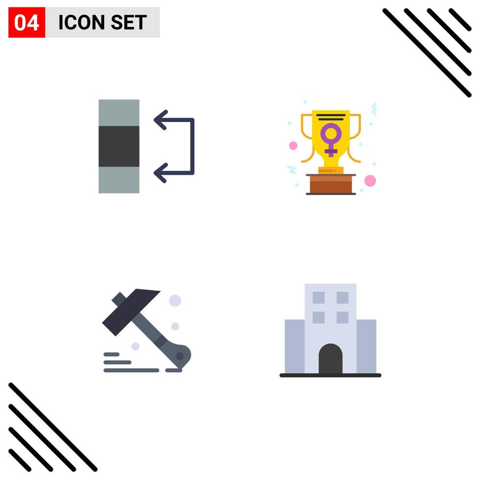 4 User Interface Flat Icon Pack of modern Signs and Symbols of data tool achievement women sign hotel Editable Vector Design Elements