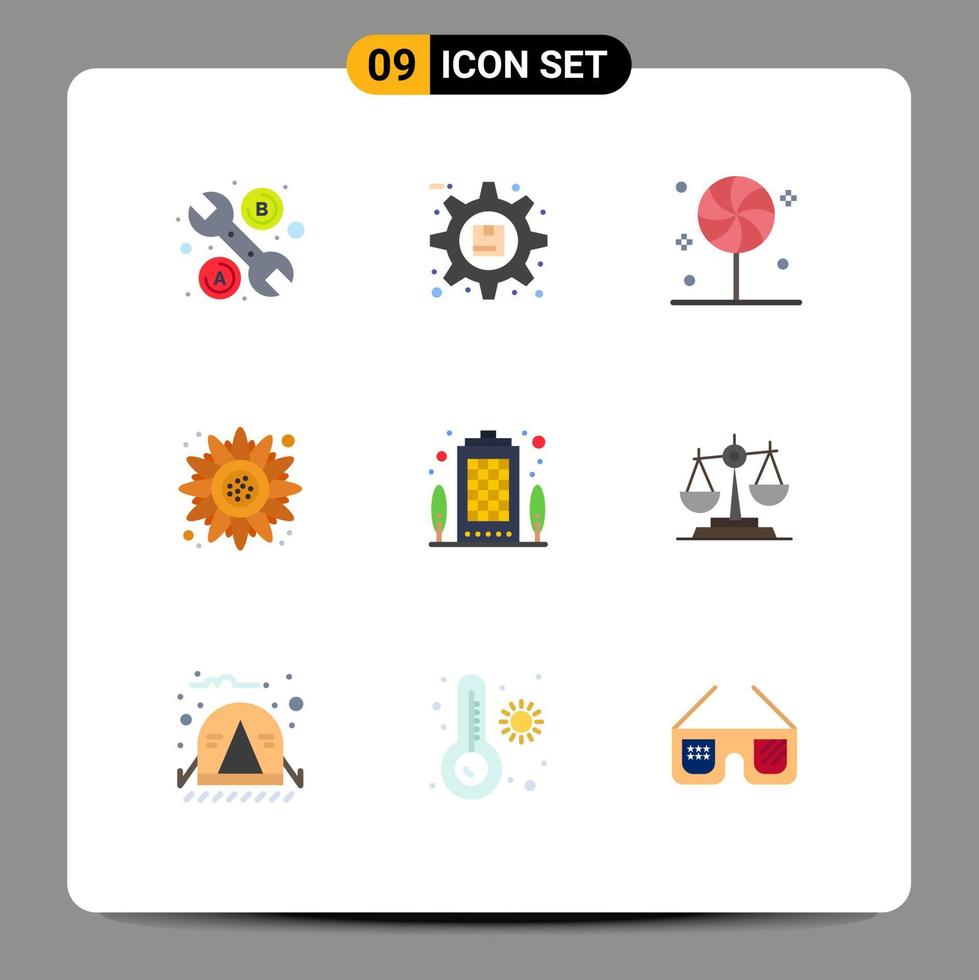 conjunto de 9 iconos de interfaz de usuario modernos símbolos signos para construir dulces de acción de gracias girasol otoño elementos de diseño vectorial editables vector