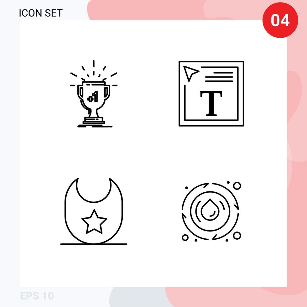 User Interface Pack of 4 Basic Filledline Flat Colors of award baby prize font color clothes Editable Vector Design Elements