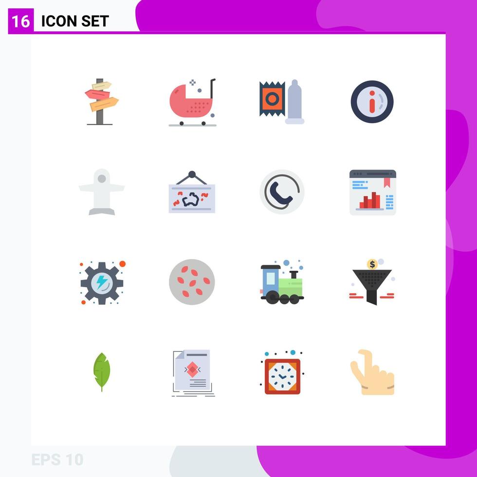 Pack of 16 Modern Flat Colors Signs and Symbols for Web Print Media such as plane alert form market medicine Editable Pack of Creative Vector Design Elements