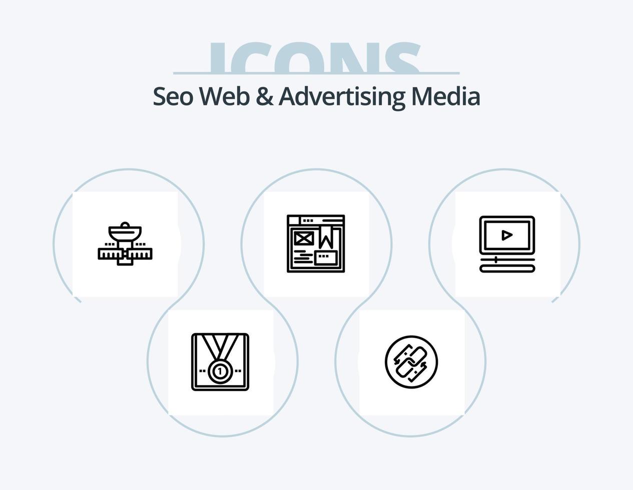 Seo Web And Advertising Media Line Icon Pack 5 Icon Design. chain. space. setup. satellite. space vector