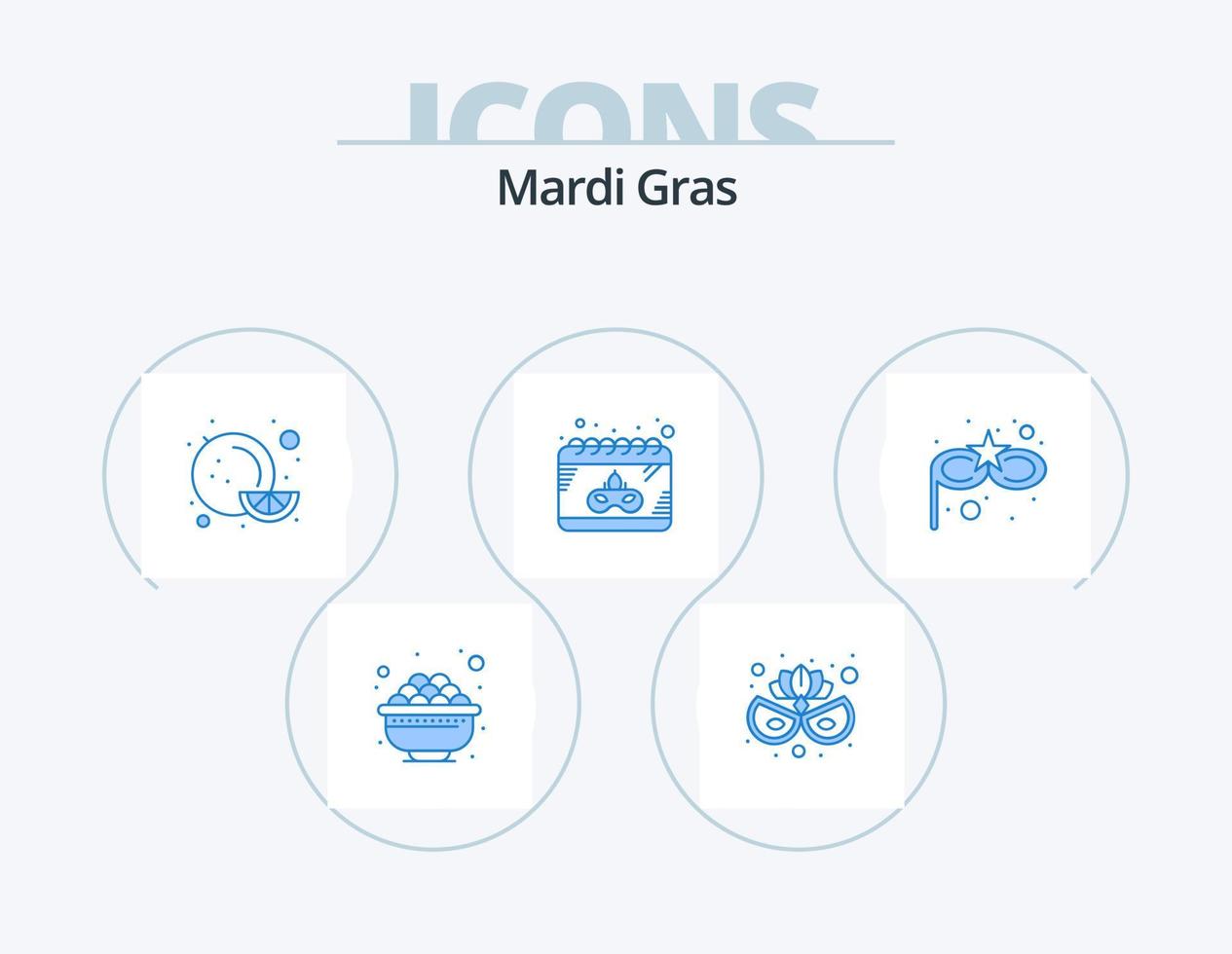 Mardi Gras Blue Icon Pack 5 Icon Design. . costume mask. fruit. carnival mask. mask vector