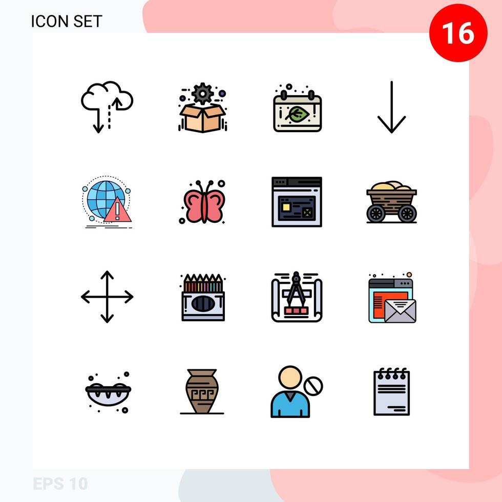 conjunto de 16 iconos de interfaz de usuario modernos signos de símbolos para antivirus de computadora flecha de alerta de otoño elementos de diseño de vectores creativos editables