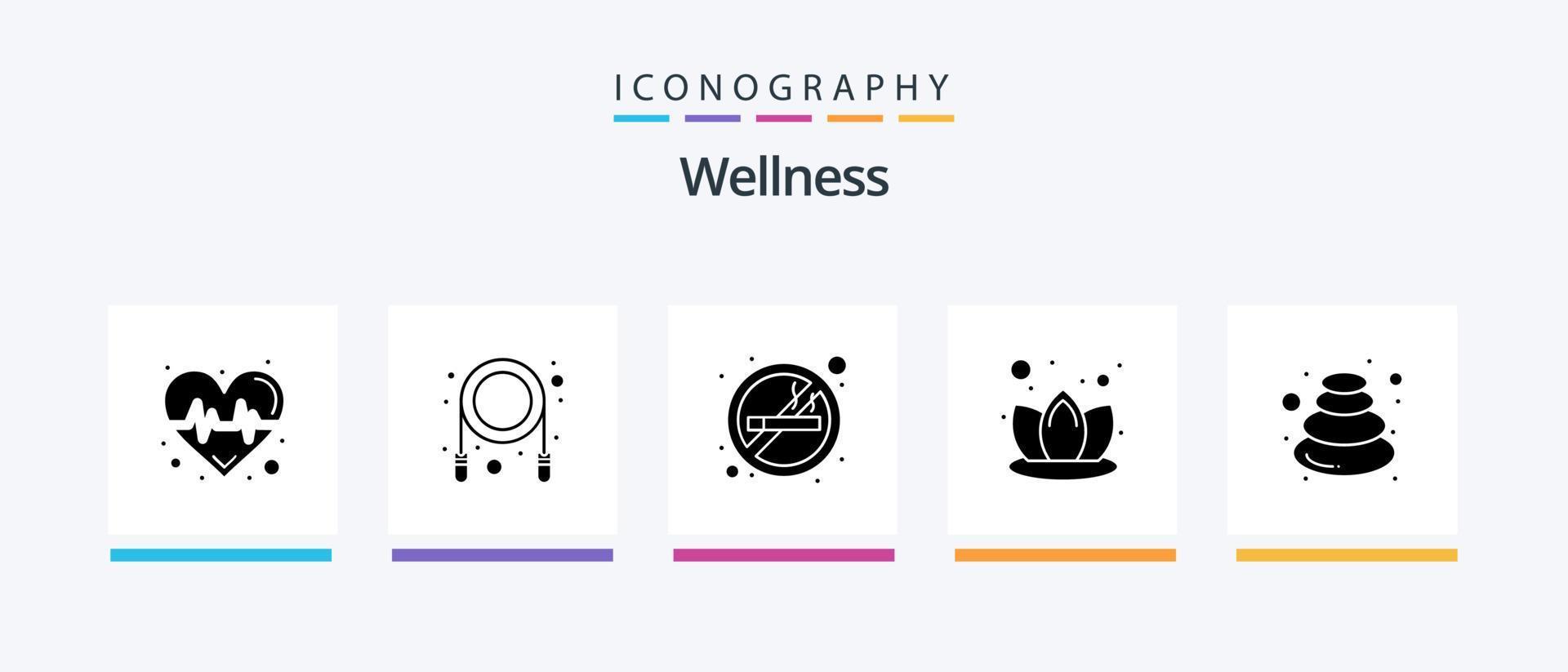 Wellness Glyph 5 Icon Pack Including spa. massage. no. hot. lotus. Creative Icons Design vector