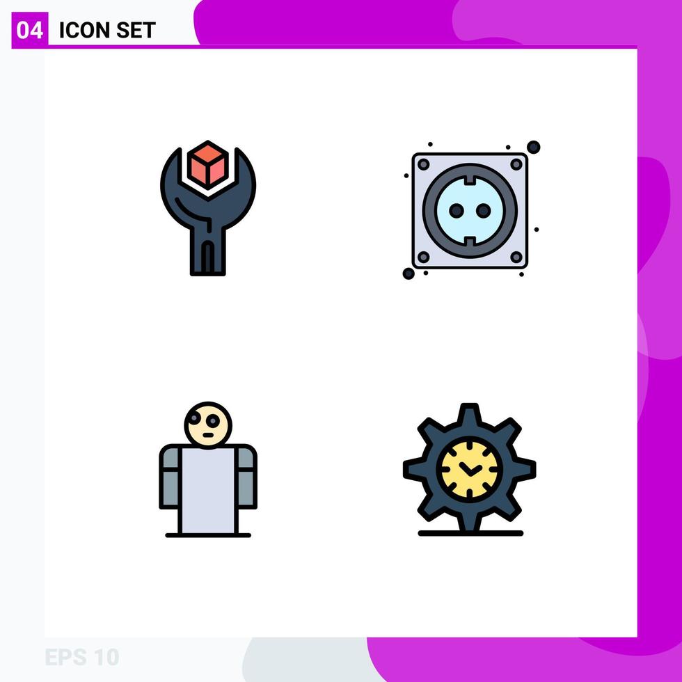 Group of 4 Filledline Flat Colors Signs and Symbols for config arms sdk computer open Editable Vector Design Elements