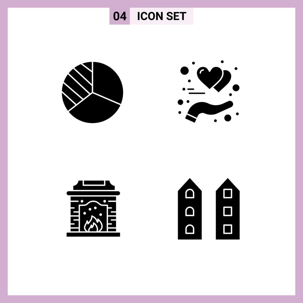 Pack of creative Solid Glyphs of diagram flame protect heart house Editable Vector Design Elements