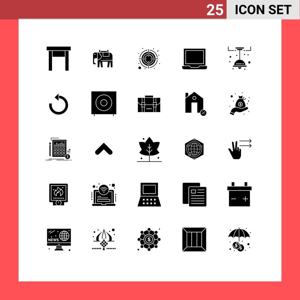 Stock Vector Icon Pack of 25 Line Signs and Symbols for lamp setting arrow preference configure Editable Vector Design Elements