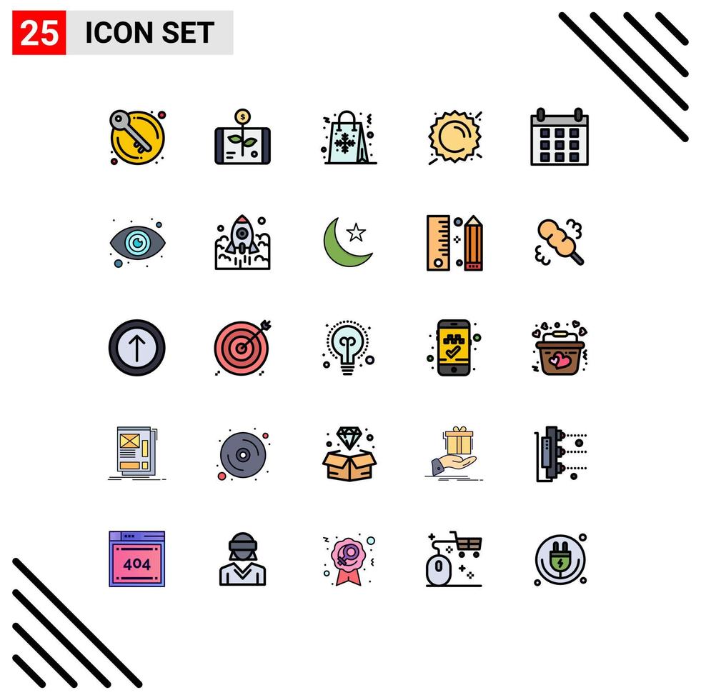 conjunto de 25 iconos de ui modernos símbolos signos para clima sol smartphone verano compras elementos de diseño vectorial editables vector