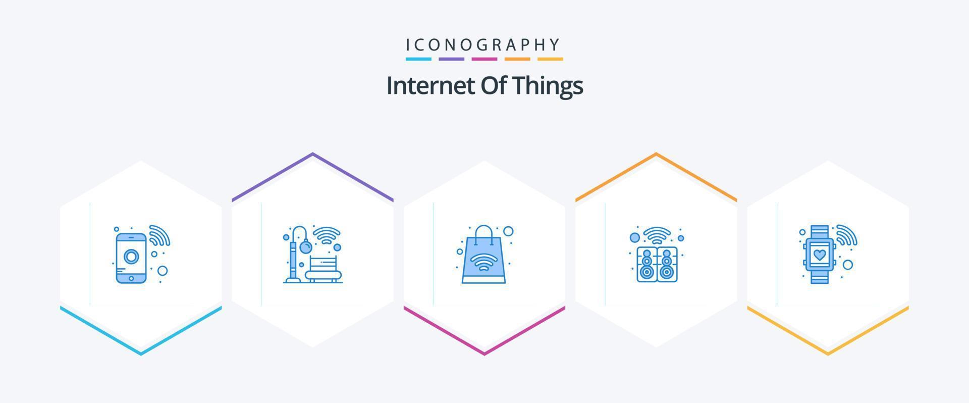 Internet Of Things 25 Blue icon pack including pulsometer. cardio. online shopping. technology. smart vector