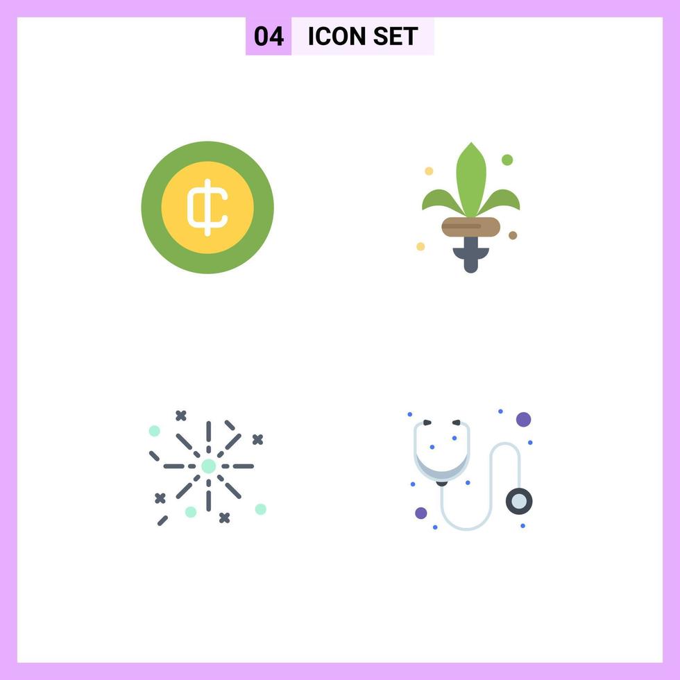 Modern Set of 4 Flat Icons and symbols such as cash holiday money weapon doctor Editable Vector Design Elements